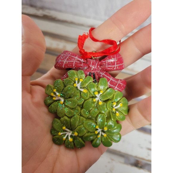 Holly mistletoe ornament vintage Xmas holiday tree - Picture 5 of 5